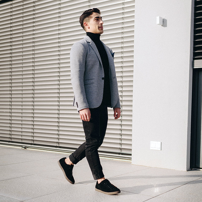 black sporty men sneaker in suede leather | camino 71