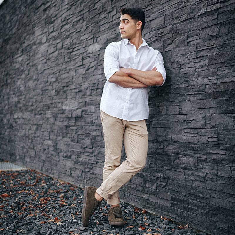 men sneaker in olive suede leather | camino 71