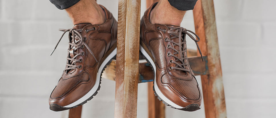 Handmade men's sneaker leather cognac business | camino71