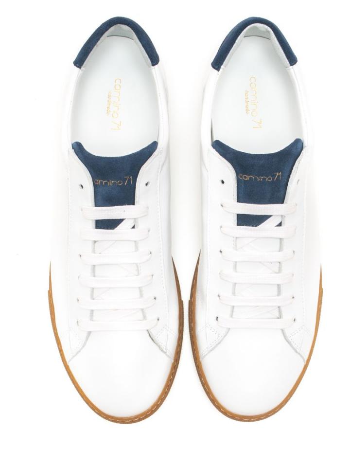 Elegant white leather sneaker handmade men | camino71