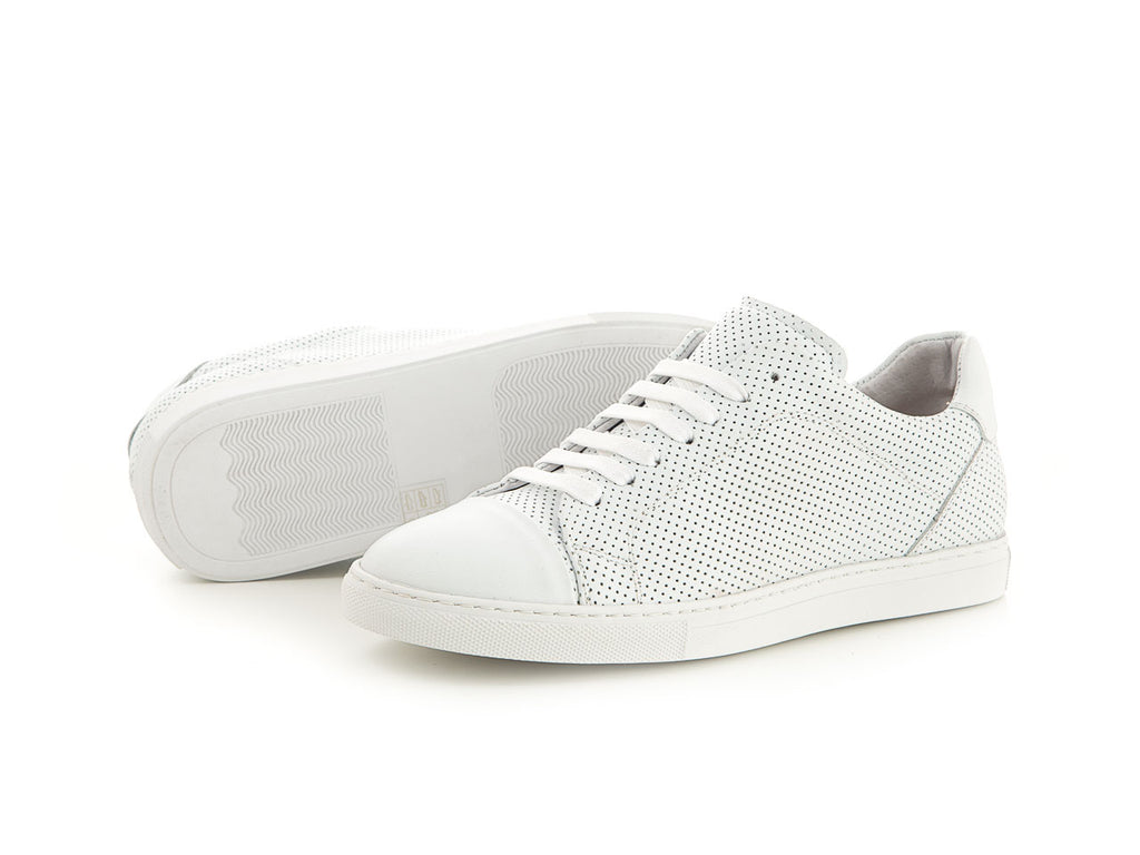 Sporty special leather sneaker all white for men | camino71