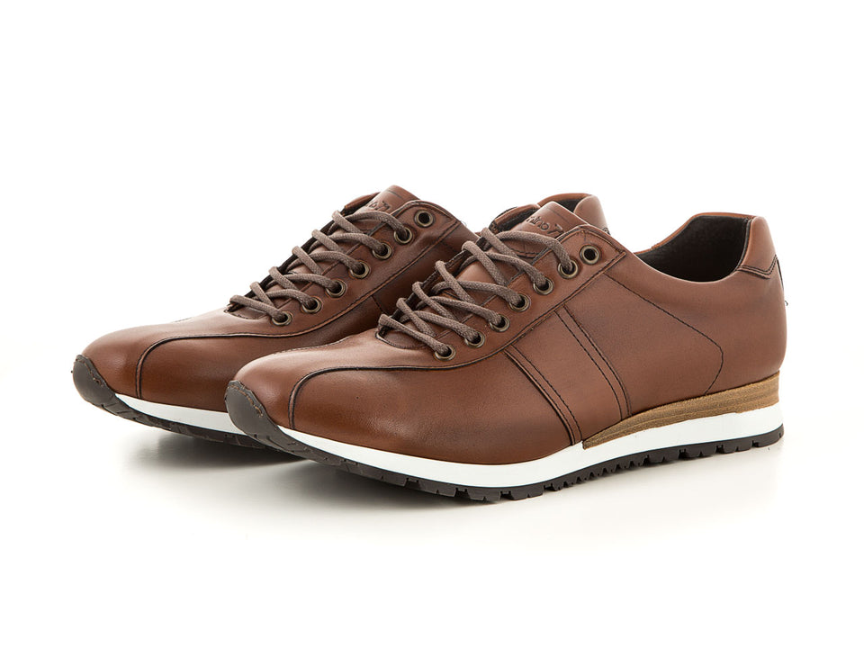 Handmade men’s leather sneaker cognac business | camino71