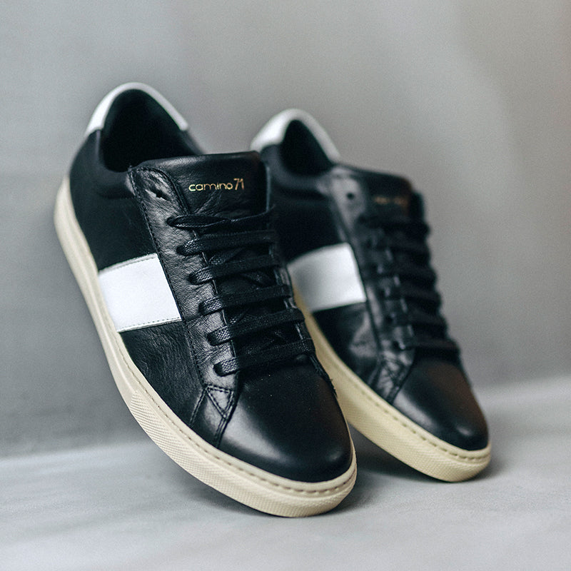 black and white men sneaker in leather | camino71