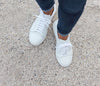 Sporty women's leather sneaker all white | camino71