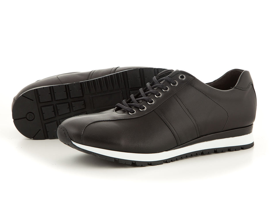 Elegant men's leather sneaker all black business | camino71