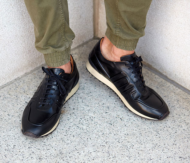 Elegant leather business shoes all black men | camino71