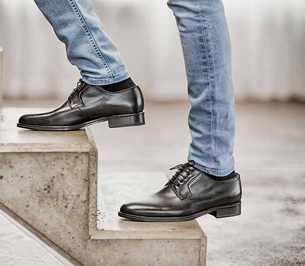 Classic elegant leather shoes all black business | camino71