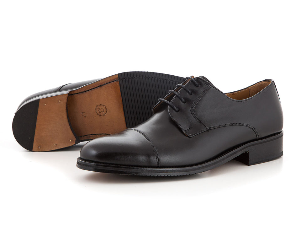 Handmade leather business shoes all black suit | camino71