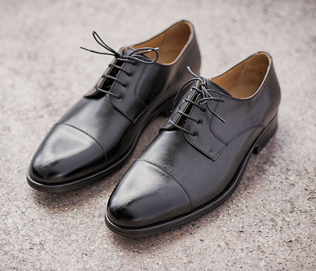 Handmade elegant leather business shoes all black | camino71
